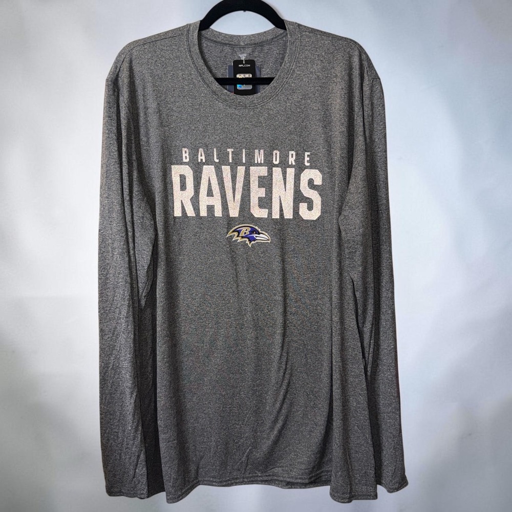 Fanatics Baltimore Ravens Mens 2XL Gray Long Sleeve NFL T-Shirt Heathered